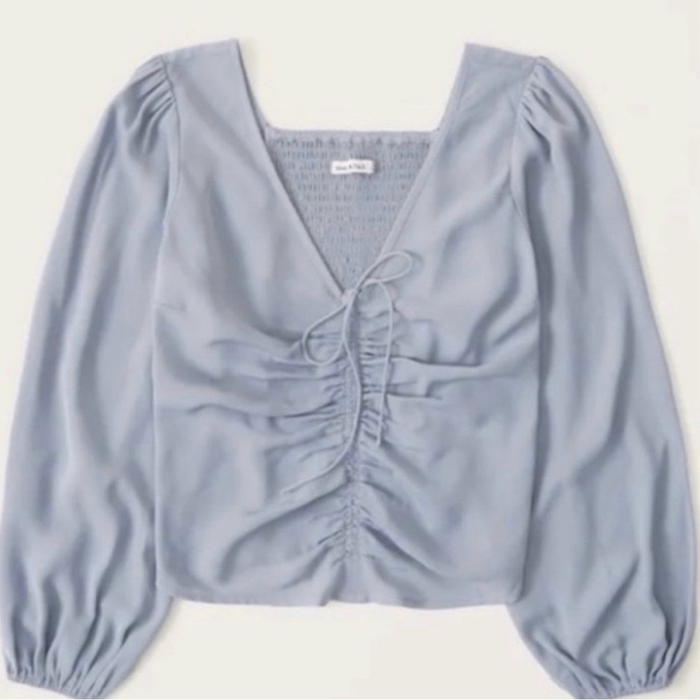 *NWT* Abercrombie & Fitch Blue Ruched Blouse